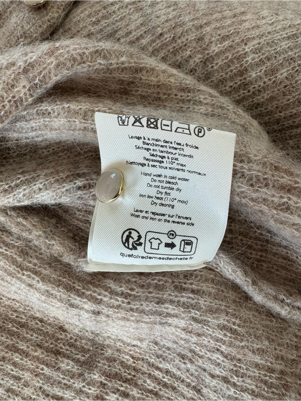 NWT Sezane Mohair Barry Cardigan Sweater in Taupe - Picture 4 of 6